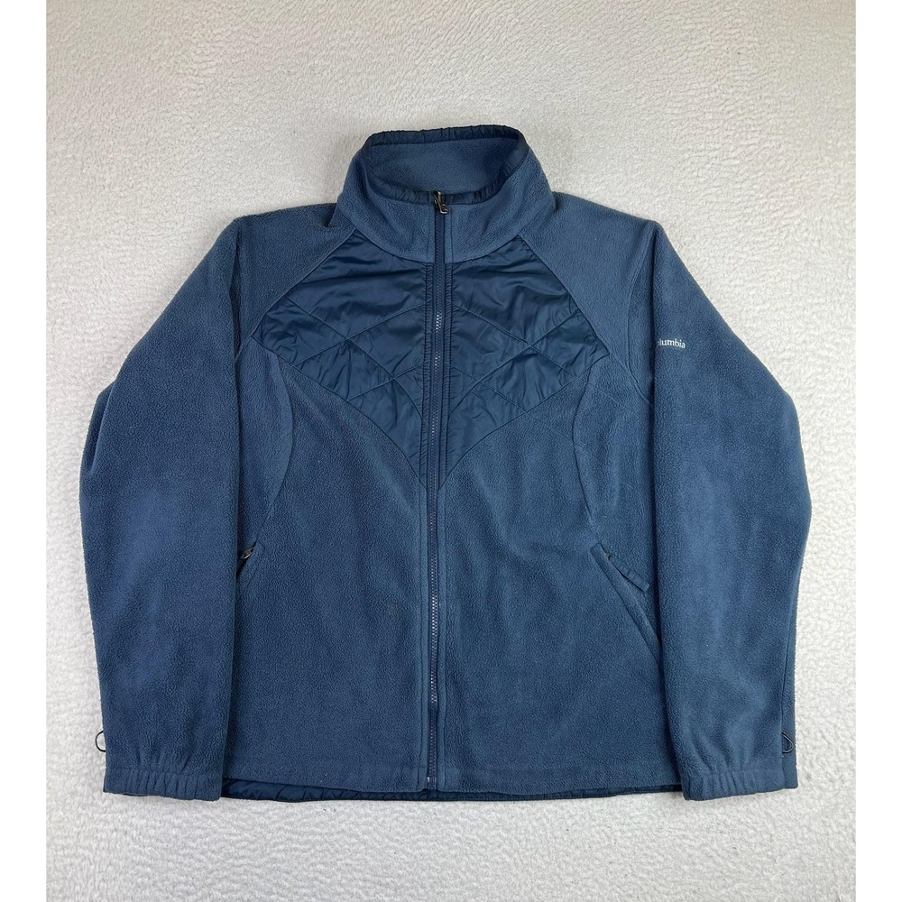 Columbia Jacket Womens Plus 1X Blue Fleece Interchange Full Zip Quilted Outdoor